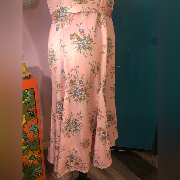 Vintage Baby Pink Floral Sleeveless Belted DressSize S/M - Picture 14 of 16